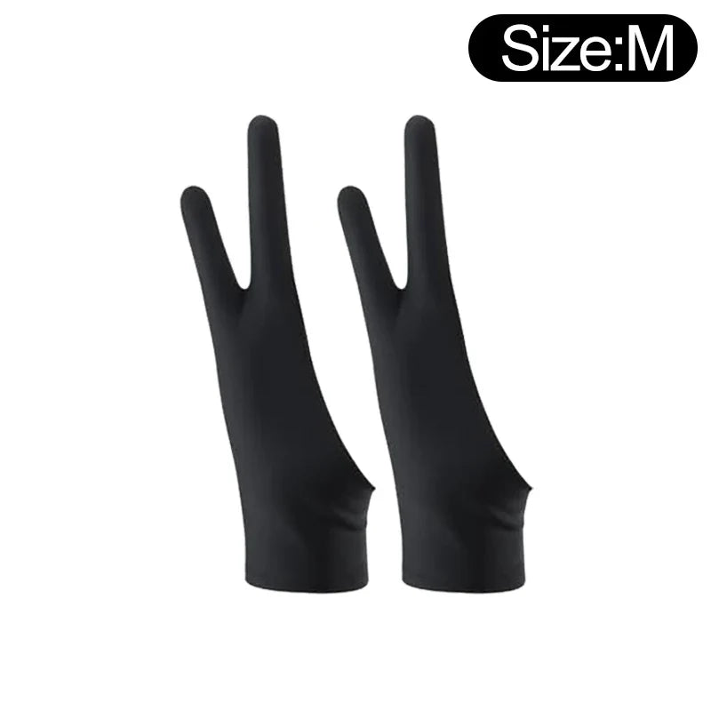 Two-Finger Artist Drawing Glove for Tablet & iPad – Touchscreen Anti-Fouling Ambidextrous Glove, Black