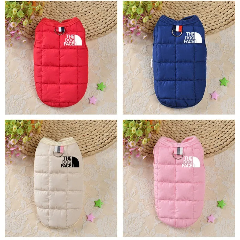 Winter Warm Dog Coat - Trendy Pet Jacket with 3D Face Logo for Chihuahua & French Bulldog