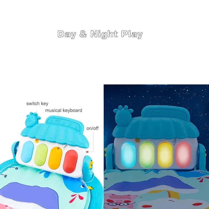 Musical Baby Activity Gym Play Mat Piano Keyboard Tummy Time Mat for 0-36 Months