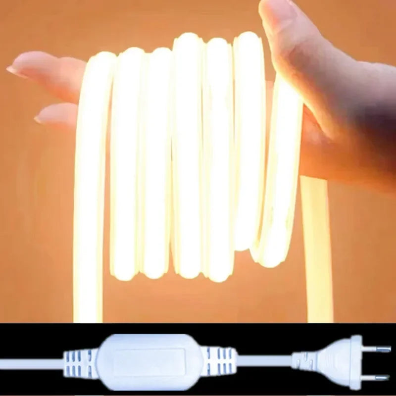 220V COB LED Strip Light 288 LEDs/m IP65 Waterproof 8.64W/m 1M (3.28ft) Warm/Neutral/Cool White