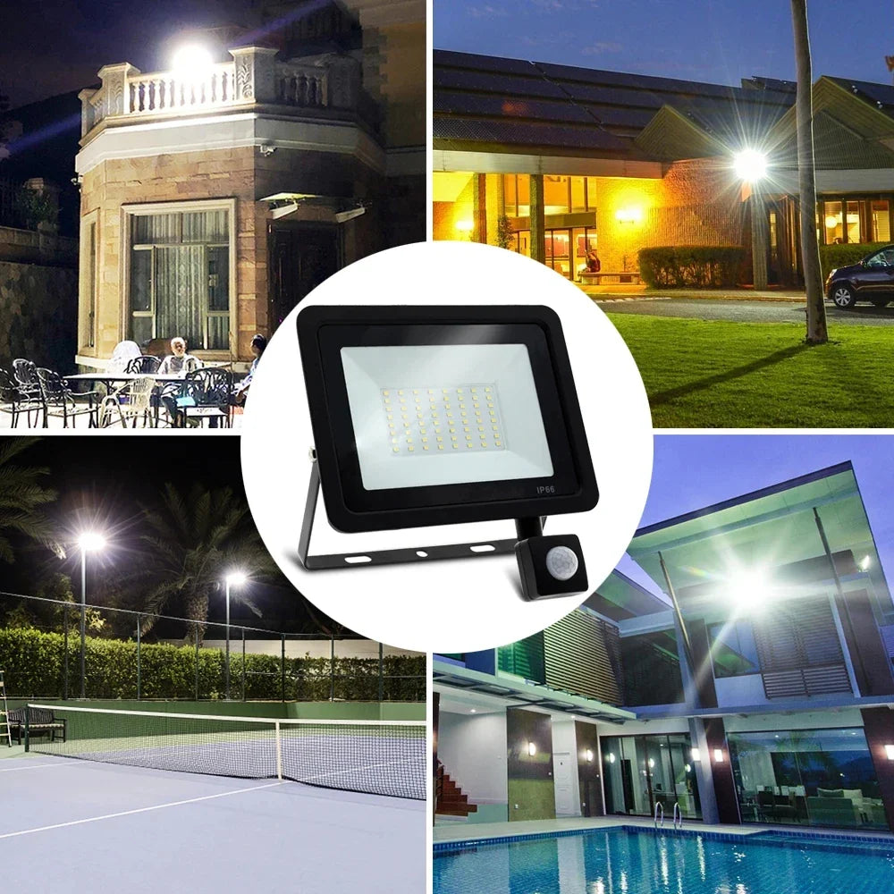 LED Floodlight with PIR Motion Sensor - Outdoor Waterproof Spotlight 10W/20W/30W/50W/100W IP66