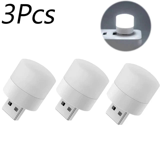 Mini USB Plug-In Night Light LED Warm/White Eye-Friendly Reading Light (1/3/5/10 Pack)