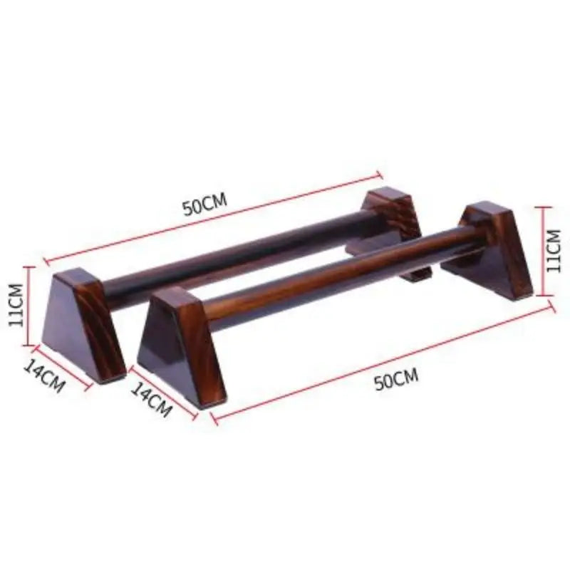 Wooden Push Up Stands Pair with Anti-Slip Base — 25 cm / 50 cm (9.8 in / 19.7 in) Home Strength Training