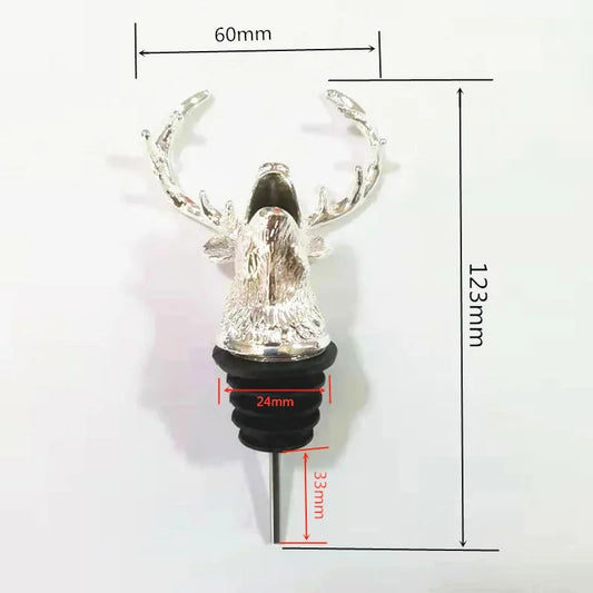 Zinc Alloy Animal Head Wine Pourer - Decorative Bottle Pour Spout & Stopper (Deer, Elk, Lion, Leopard, Wolf, Eagle, Dragon)
