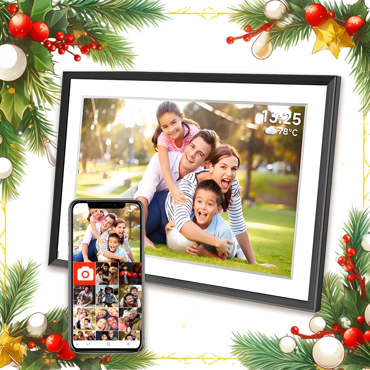10.1-Inch (25.7 cm) WiFi Digital Photo Frame 1280×800 IPS Touchscreen – 32GB Cloud Smart Picture Frame (Frameo App)
