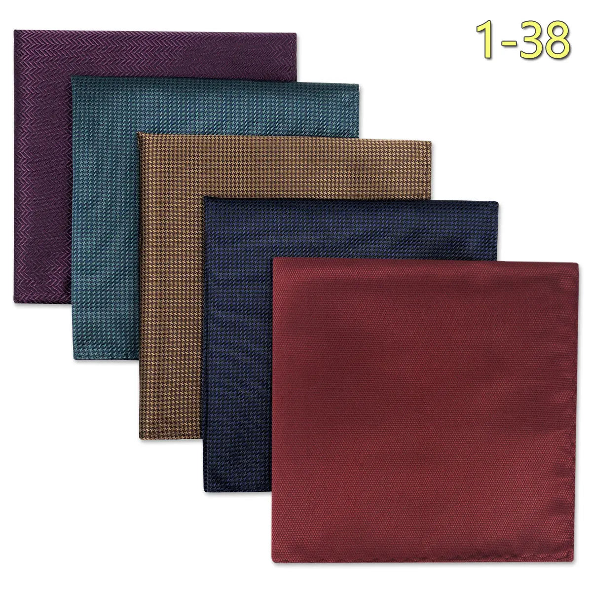 5-Pack Men's Microfiber Pocket Squares 12.6 in (32 cm) - Jacquard Woven Wedding & Formal Handkerchiefs, Assorted Patterns
