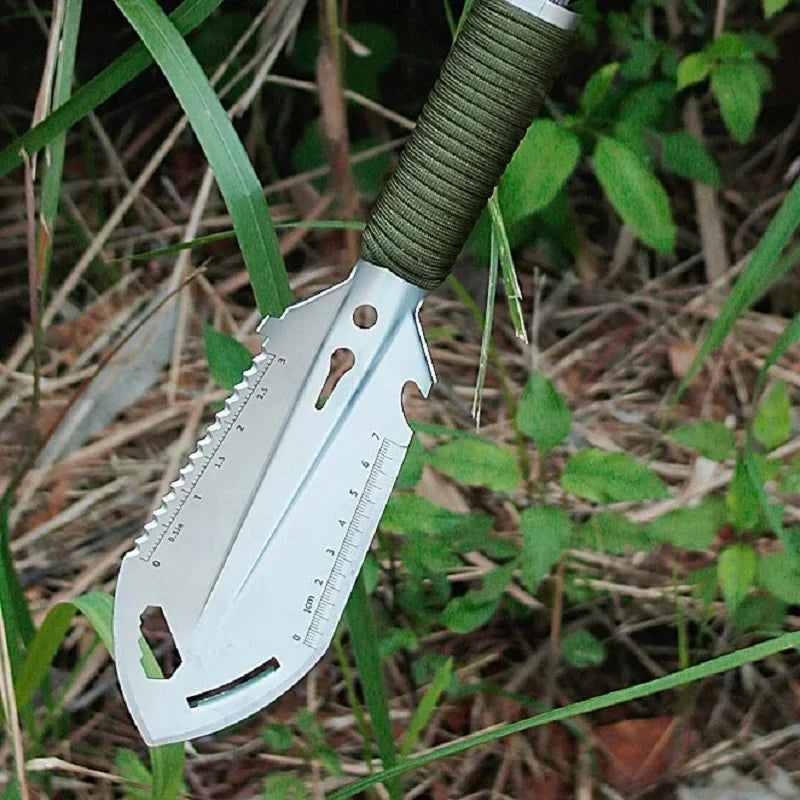 6-in-1 Folding Survival Shovel — Portable Camping, Hiking & Garden Tool with Saw, Knife, Ruler and Hex Wrench