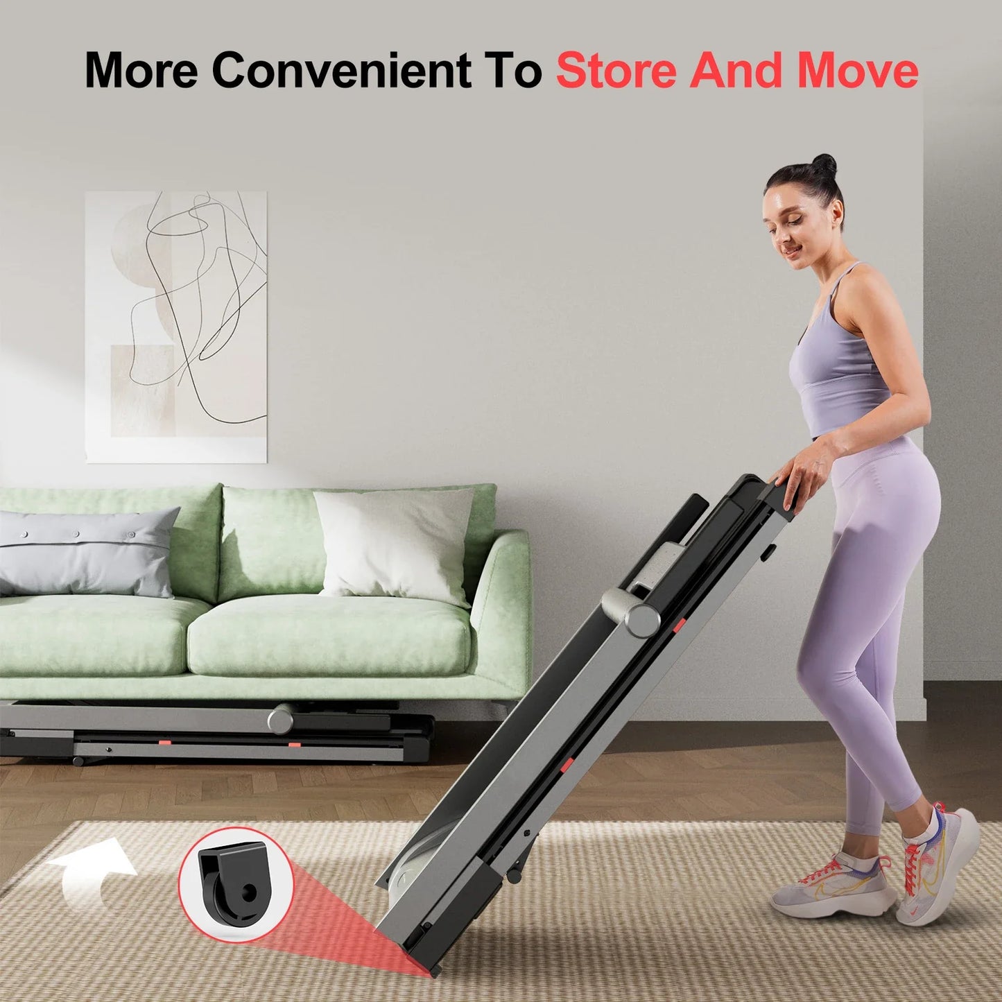 3.5HP Foldable Incline Home Treadmill Walking Pad with Handlebar 350 lb (158 kg) Capacity Touchscreen Smart App Monitoring