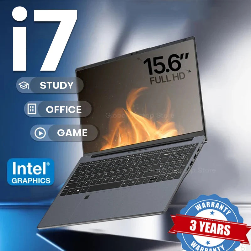 Windows 11 Laptop - Intel Core i7, 16GB RAM, 1TB SSD, 15.6-inch (39.6 cm) FHD IPS, Backlit Keyboard & Fingerprint, Gaming & Office Notebook