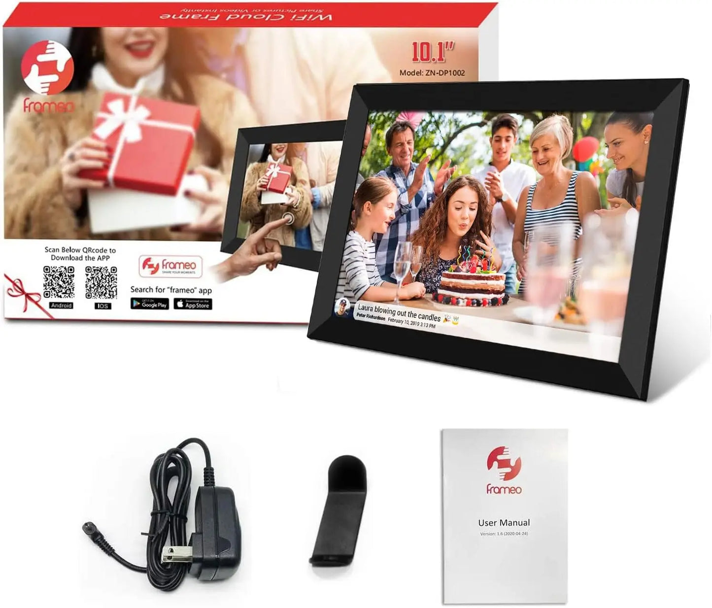 10.1-Inch (25.7 cm) WiFi Digital Photo Frame 1280x800 IPS HD Touchscreen, 64GB Cloud Smart Frame Wall-Mountable