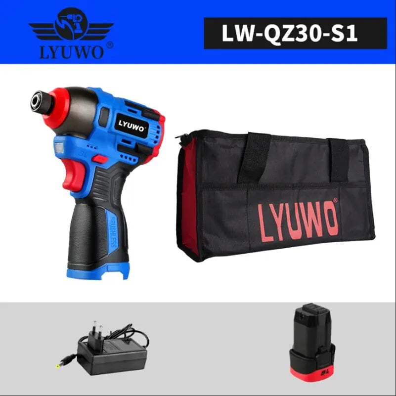 Brushless 16.8V Cordless Electric Screwdriver, 160 Nm Torque Impact Drill, Multi-Function