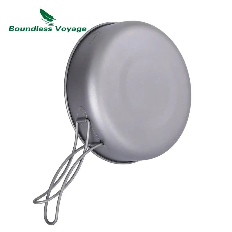 Titanium Non-Stick Frying Pan with Ceramic Coating and Folding Handle — Ultralight Camping & Picnic Skillet (5.9 in / 150 mm, 7.2 in / 182 mm)