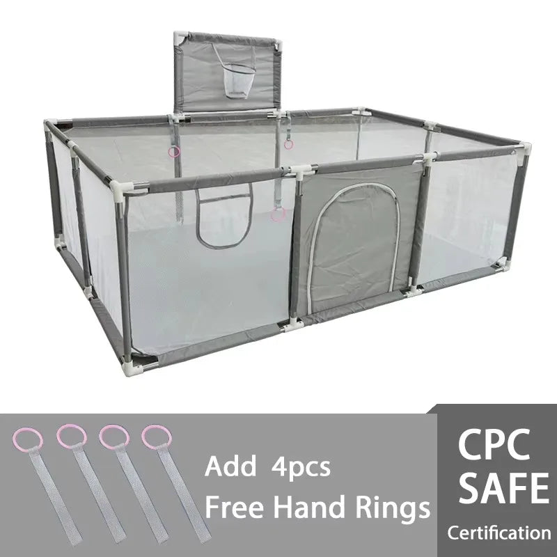 Baby Playpen Indoor Playard with Pull Rings – Ball Pit Compatible Activity Fence & Child Safety Barrier
