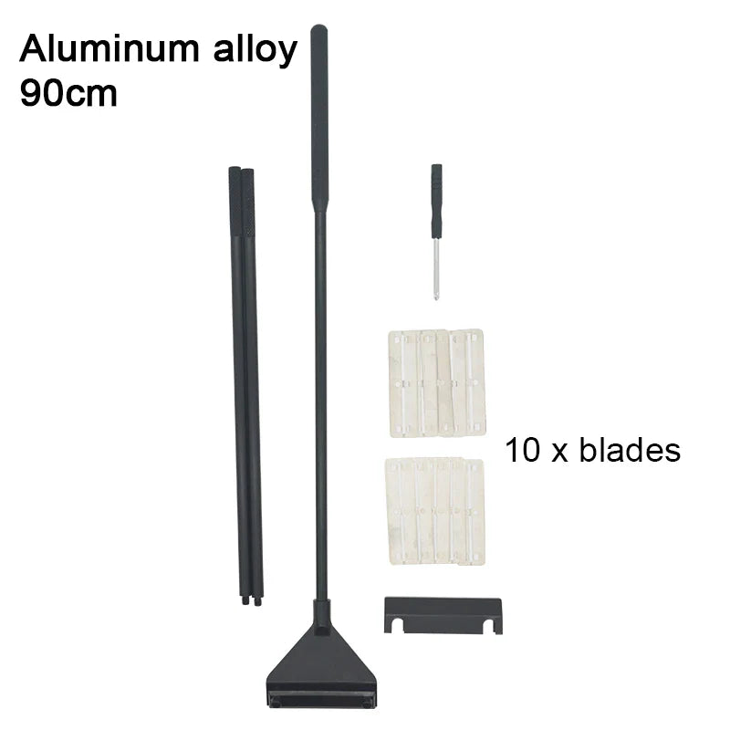 Aquarium Algae Scraper – Aluminum & Stainless Steel Fish Tank Cleaner with Replaceable Blades, 35–110 cm (13.8–43.3 in)