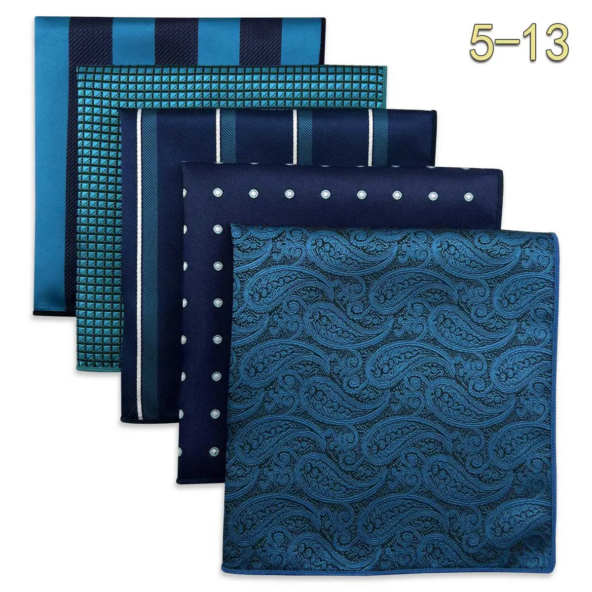 5-Pack Men's Microfiber Pocket Squares 12.6 in (32 cm) - Jacquard Woven Wedding & Formal Handkerchiefs, Assorted Patterns