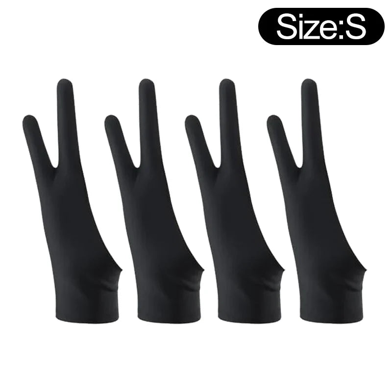 Two-Finger Artist Drawing Glove for Tablet & iPad – Touchscreen Anti-Fouling Ambidextrous Glove, Black