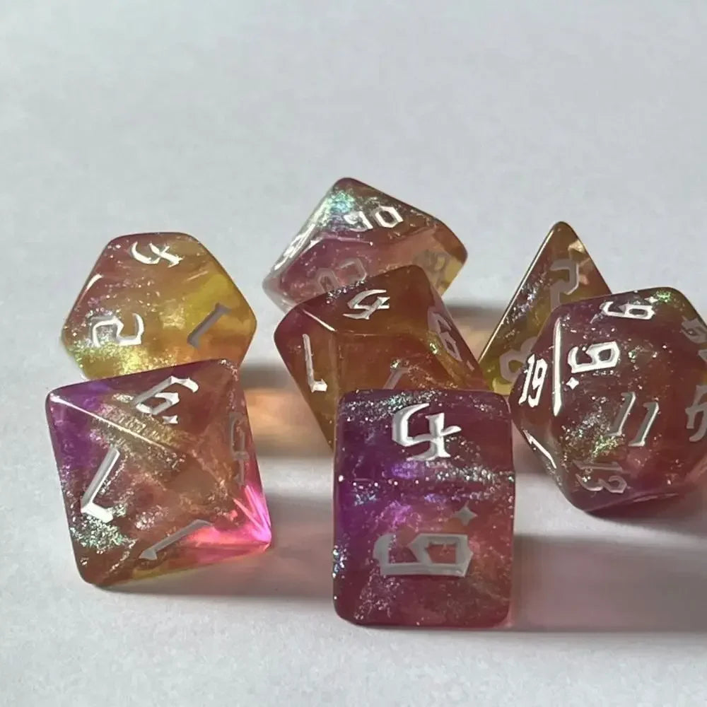 7-Piece Acrylic Polyhedral Dice Set for DnD & Tabletop RPG — d4 d6 d8 d10 d10 d12 d20