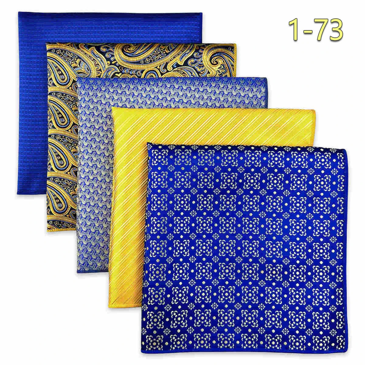 5-Pack Men's Microfiber Pocket Squares 12.6 in (32 cm) - Jacquard Woven Wedding & Formal Handkerchiefs, Assorted Patterns