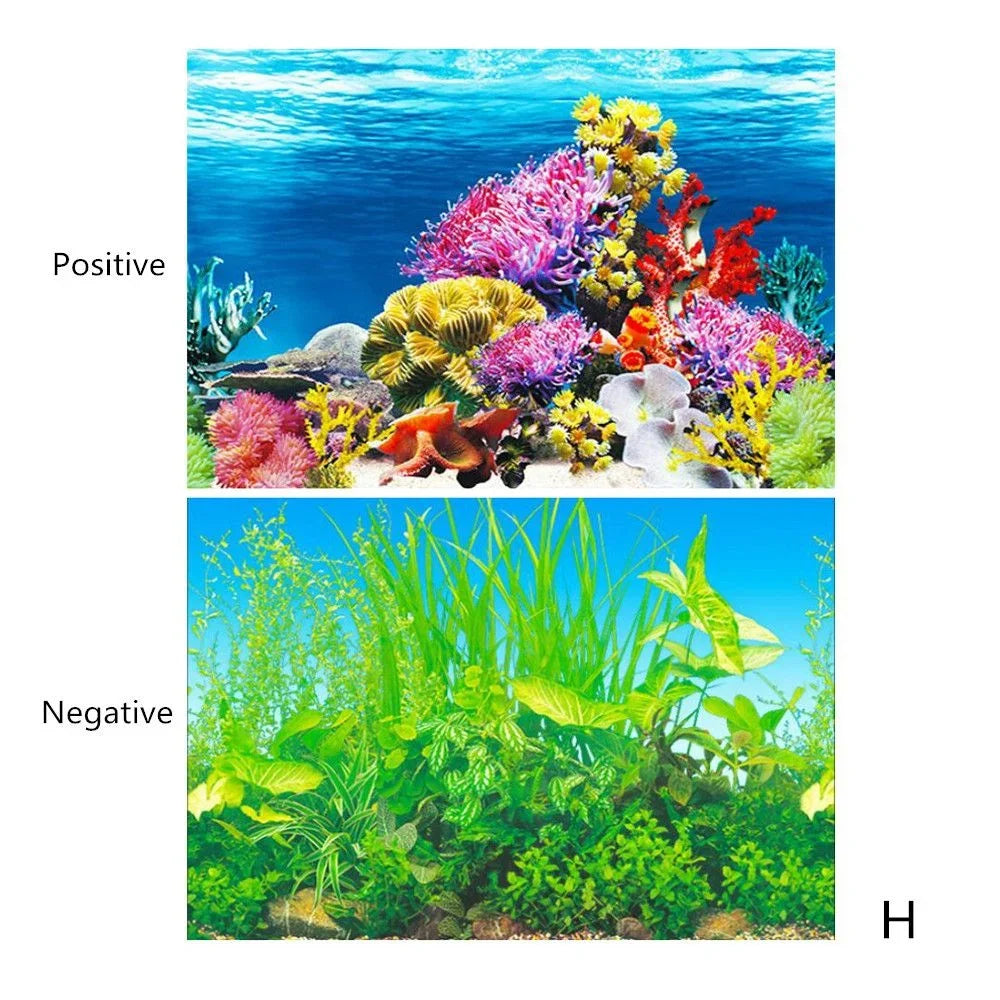 3D Double-Sided Waterproof Aquarium Background Sticker - Fish Tank Ocean Plant Aquascape Poster