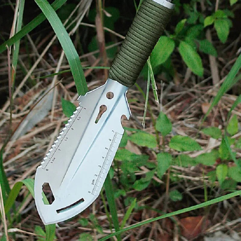 6-in-1 Folding Survival Shovel — Portable Camping, Hiking & Garden Tool with Saw, Knife, Ruler and Hex Wrench