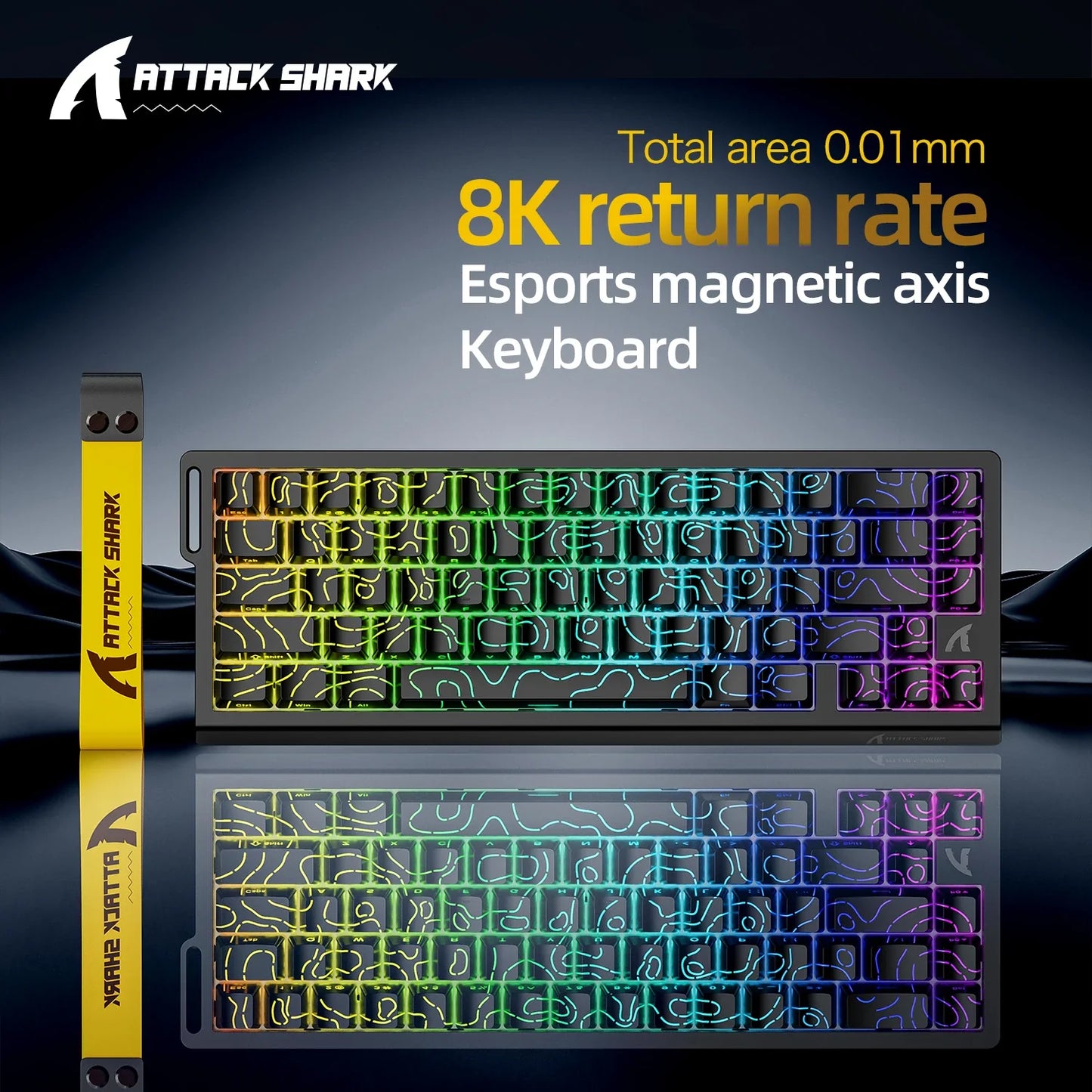 Magnetic 68-Key Wired Mechanical Gaming Keyboard – Hot-Swap PBT Keycaps, RGB Backlight, 8000Hz Polling, 0.125ms Response