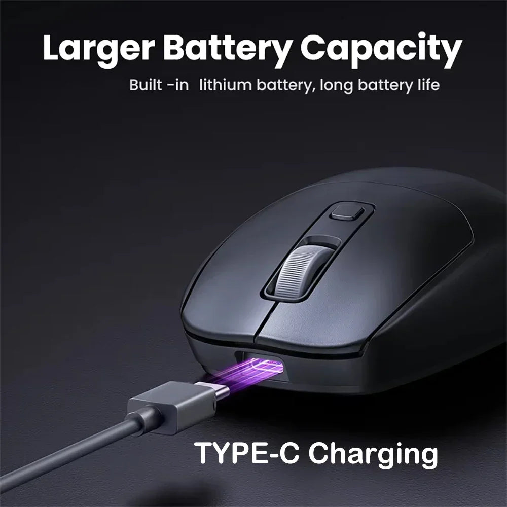 Bluetooth 5.2 + 2.4G Dual-Mode Wireless Mouse Rechargeable Silent 1600 DPI for Laptop Windows Mac Android