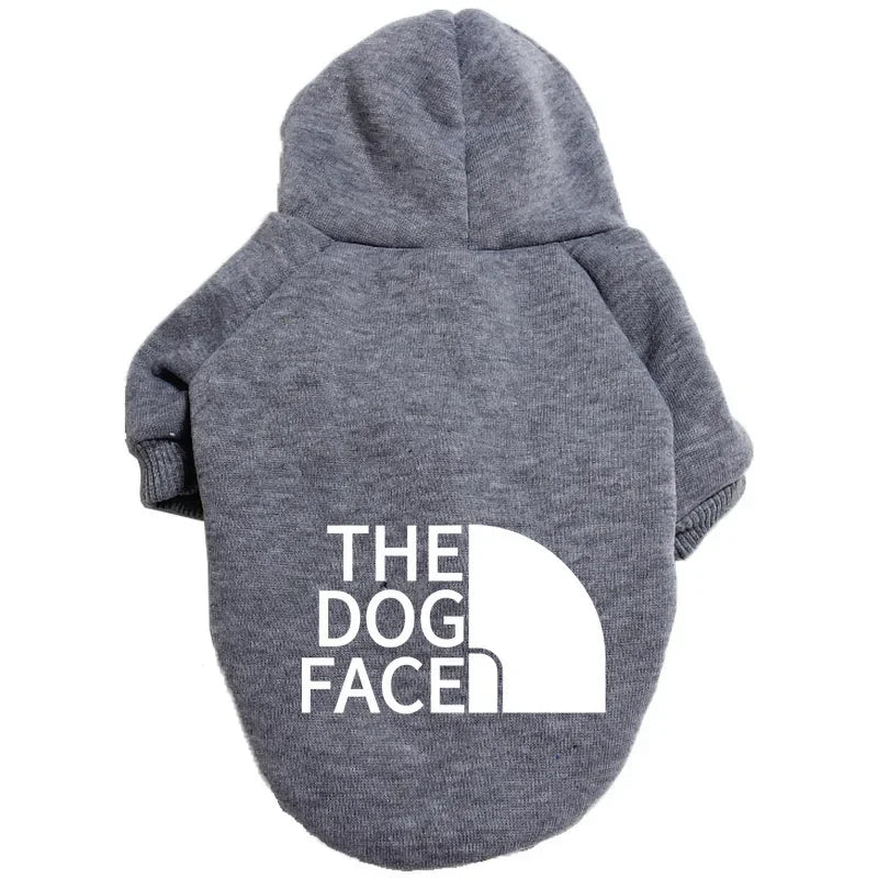 Large Dog Hoodie Autumn Winter Dog Face Text Pattern Jacket for French Bulldog, Labrador