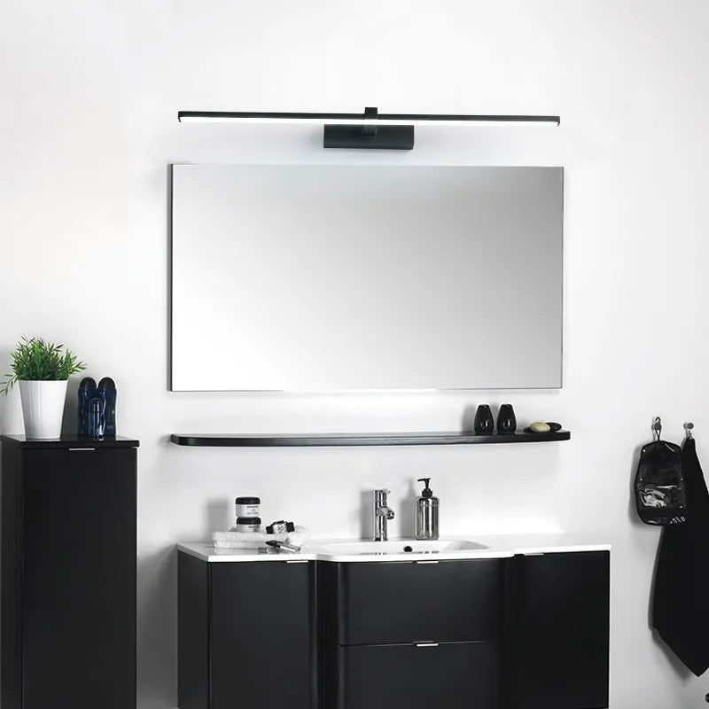 LED Bathroom Mirror Wall Light - Waterproof Modern Flat Touch Vanity Lamp, White/Black