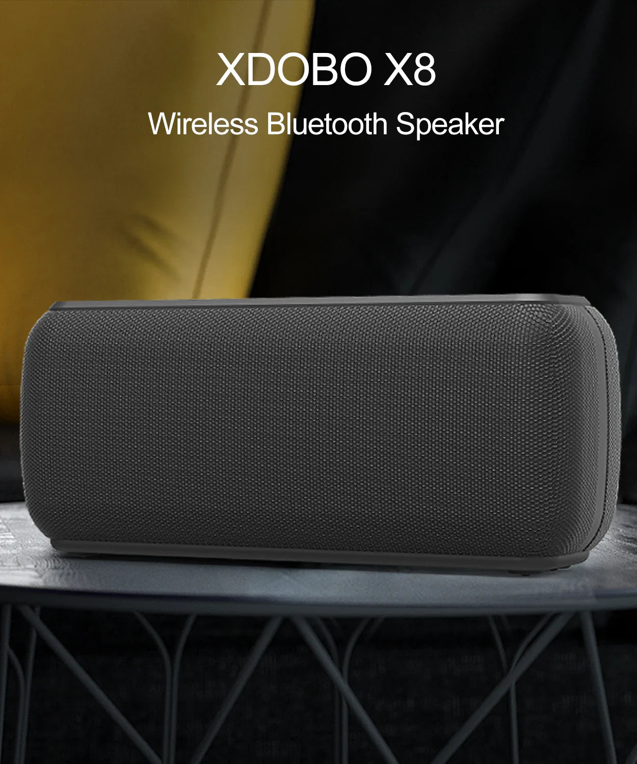 60W Portable Bluetooth Speaker - TWS Wireless, IPX5 Waterproof, 6600mAh Battery, Extra Bass, AUX/USB/TF Card Support for Outdoor & Camping