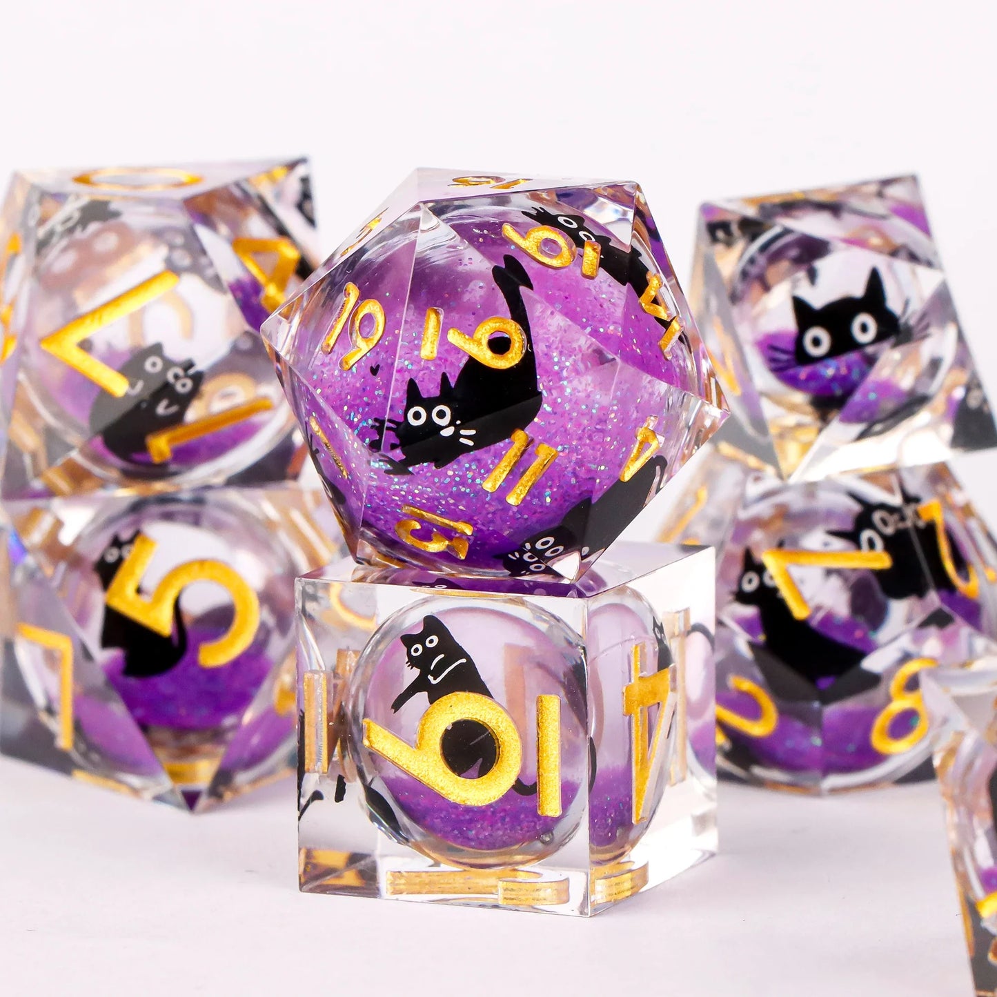 7-Piece Resin Sharp-Edge Polyhedral Dice Set for D&D & RPGs - D20 D12 D10 D8 D6 D4