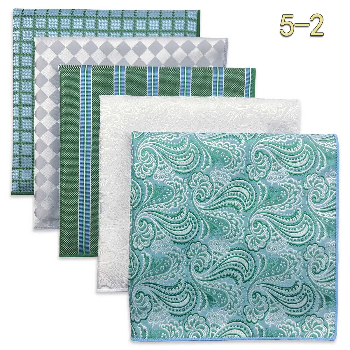 5-Pack Men's Microfiber Pocket Squares 12.6 in (32 cm) - Jacquard Woven Wedding & Formal Handkerchiefs, Assorted Patterns