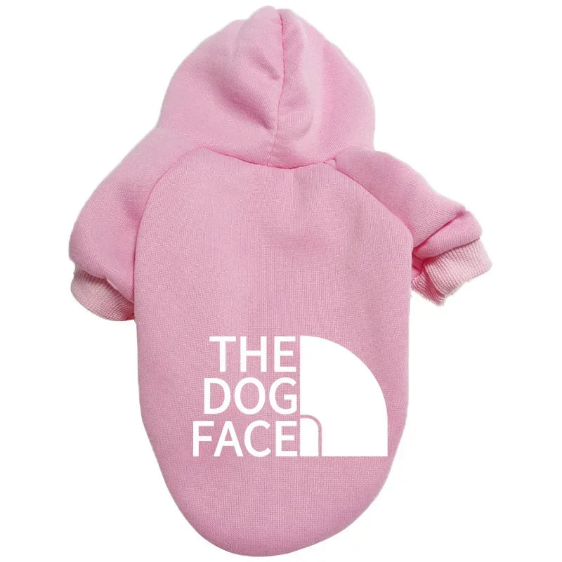 Large Dog Hoodie Autumn Winter Dog Face Text Pattern Jacket for French Bulldog, Labrador