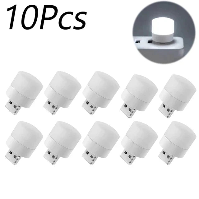 Mini USB Plug-In Night Light LED Warm/White Eye-Friendly Reading Light (1/3/5/10 Pack)
