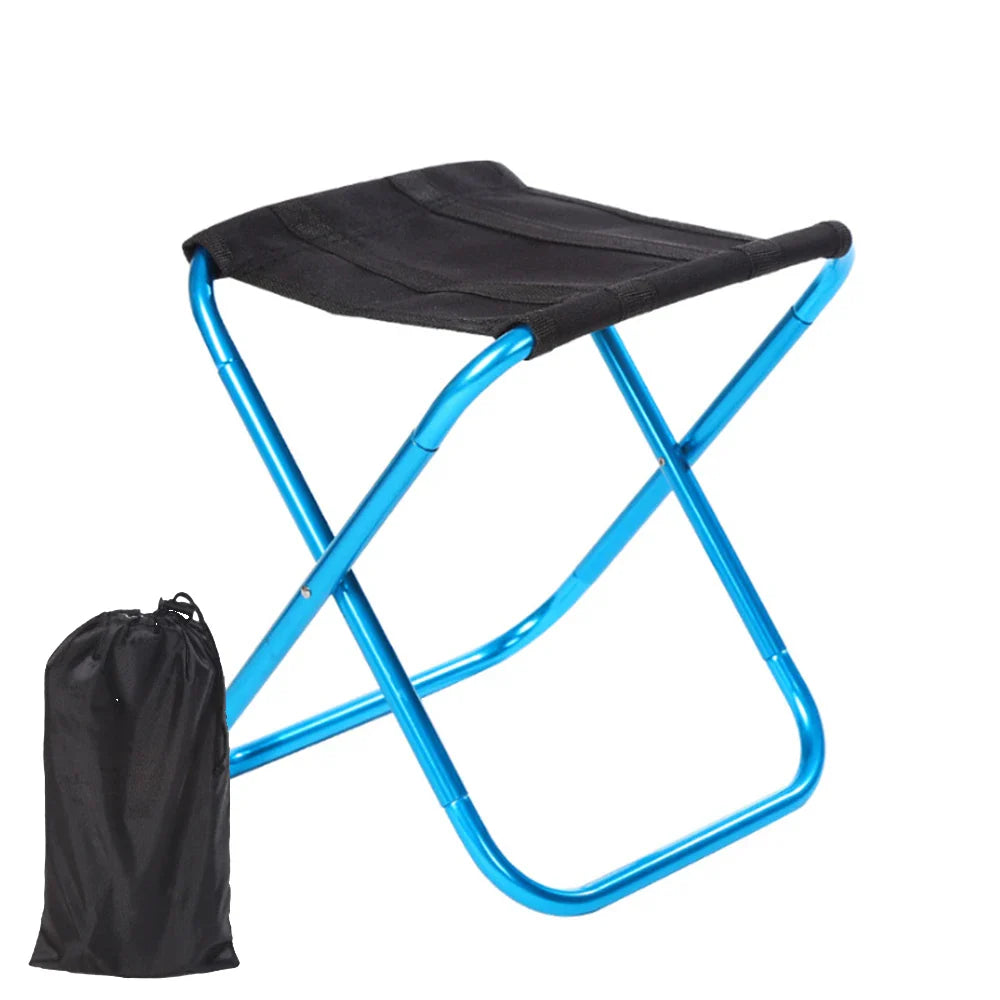 Portable Aluminum Folding Camping Stool - Ultralight Mini Fishing Chair with Storage