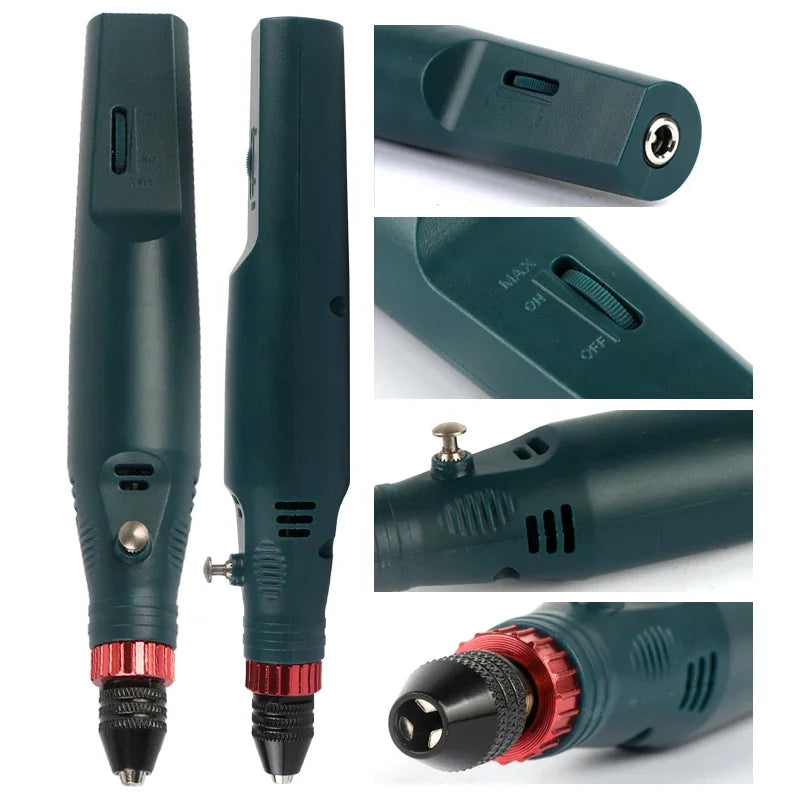 12V 24W Mini Electric Rotary Tool 2000-18000 RPM Handheld Drill Grinder with Precision Chuck