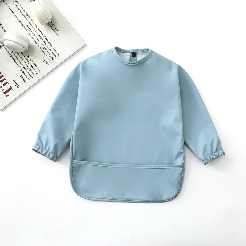 Waterproof Long Sleeve Baby Feeding Bib with Pocket — Toddler Art Smock & Burp Cloth, Unisex (1-3 Years)