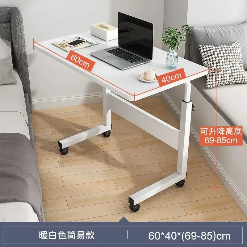 Adjustable Wooden Top Laptop Desk with Metal Frame — Portable Computer Table 60 x 40 cm (23.6 x 15.7 in), Height 69–80 cm (27.2–31.5 in)