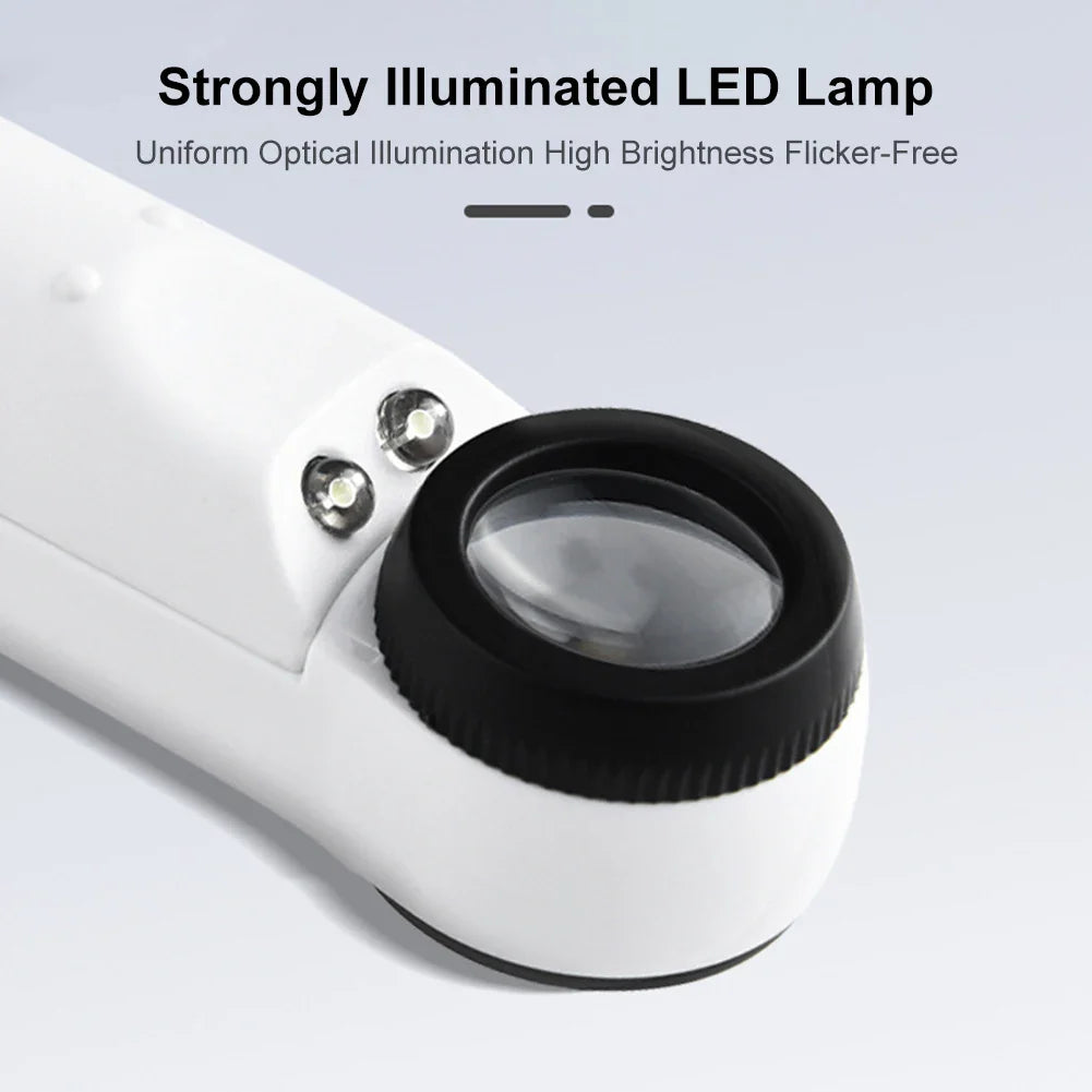 40X Illuminated Handheld Jeweler Loupe with Dual LED Lights for Jewelry, Diamond & Jade Inspection