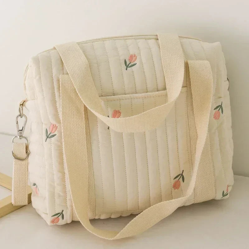 Embroidered Bear Baby Diaper Bag – Portable Maternity Shoulder Bag & Stroller Organizer