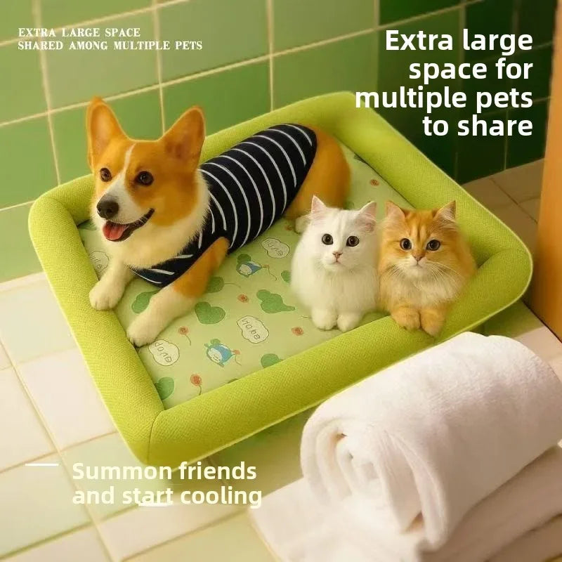 Cooling Pet Bed for Dogs & Cats Summer Cooling Mat Plush Sofa Blanket for Small Medium Large Breeds