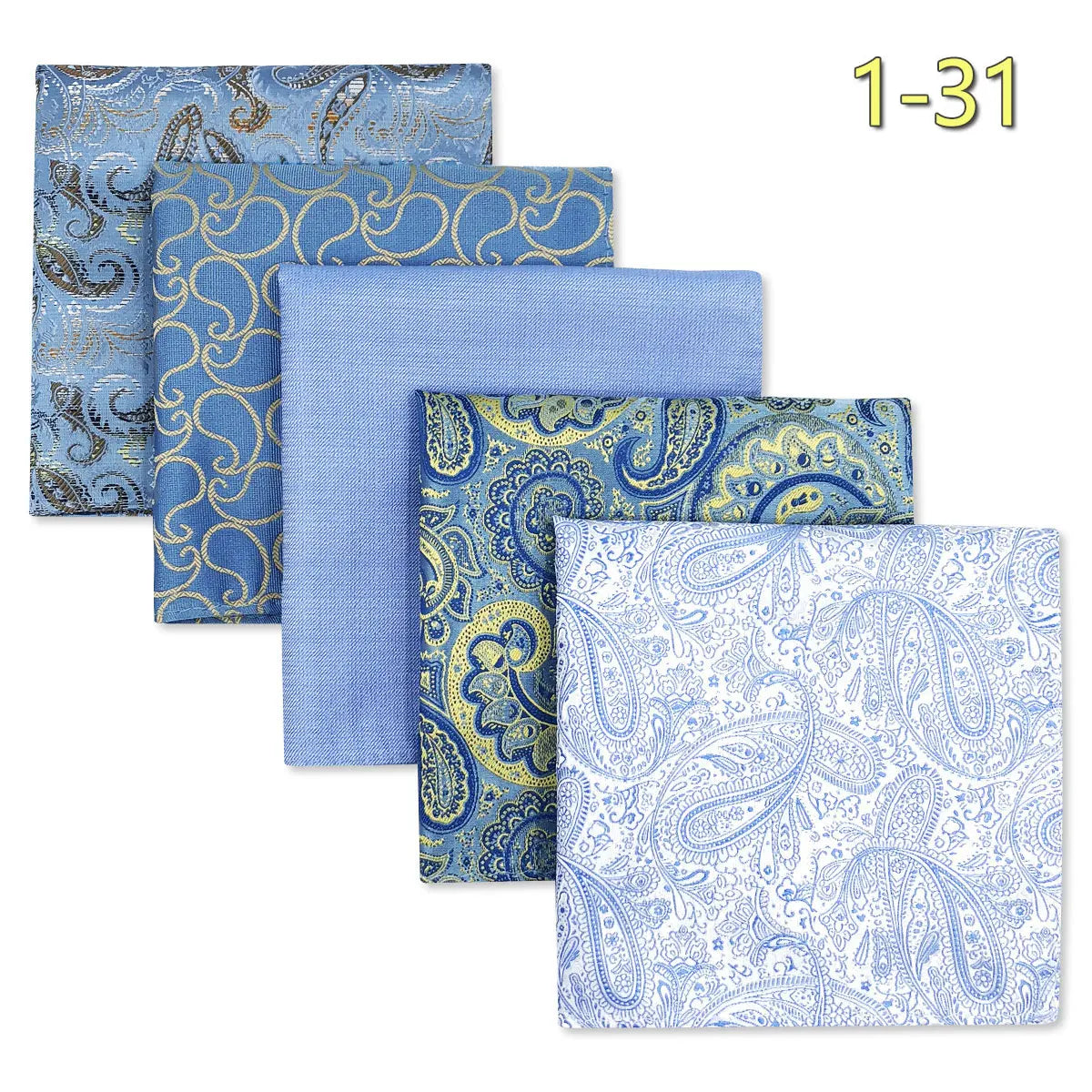 5-Pack Men's Microfiber Pocket Squares 12.6 in (32 cm) - Jacquard Woven Wedding & Formal Handkerchiefs, Assorted Patterns