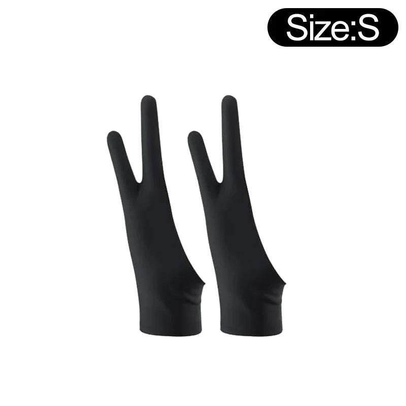 Two-Finger Artist Drawing Glove for Tablet & iPad – Touchscreen Anti-Fouling Ambidextrous Glove, Black