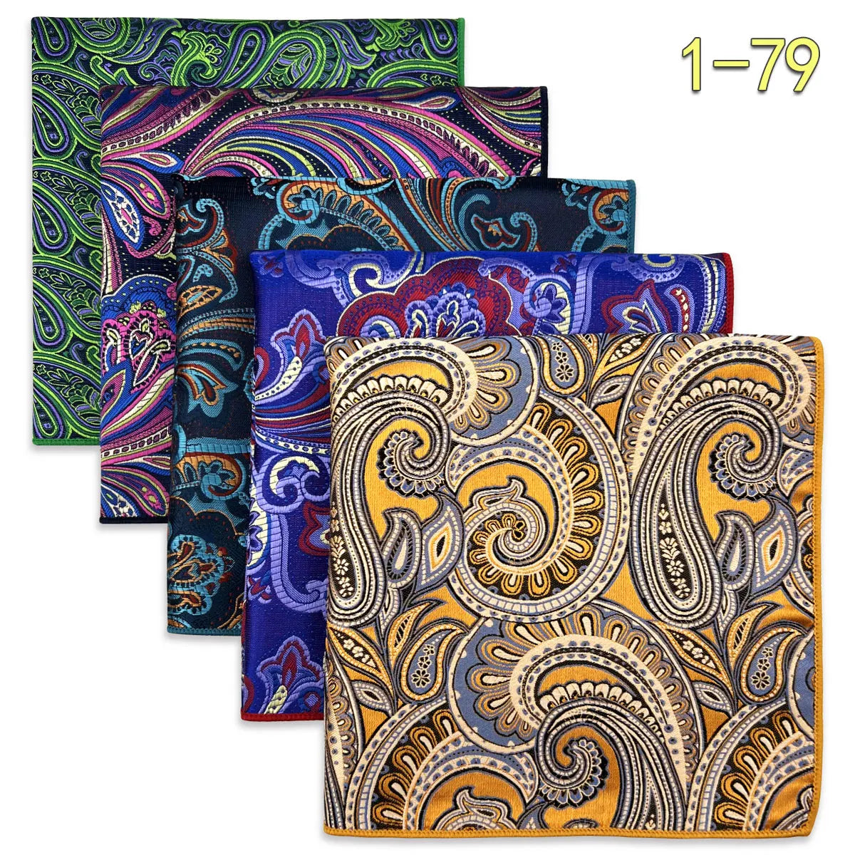5-Pack Men's Microfiber Pocket Squares 12.6 in (32 cm) - Jacquard Woven Wedding & Formal Handkerchiefs, Assorted Patterns
