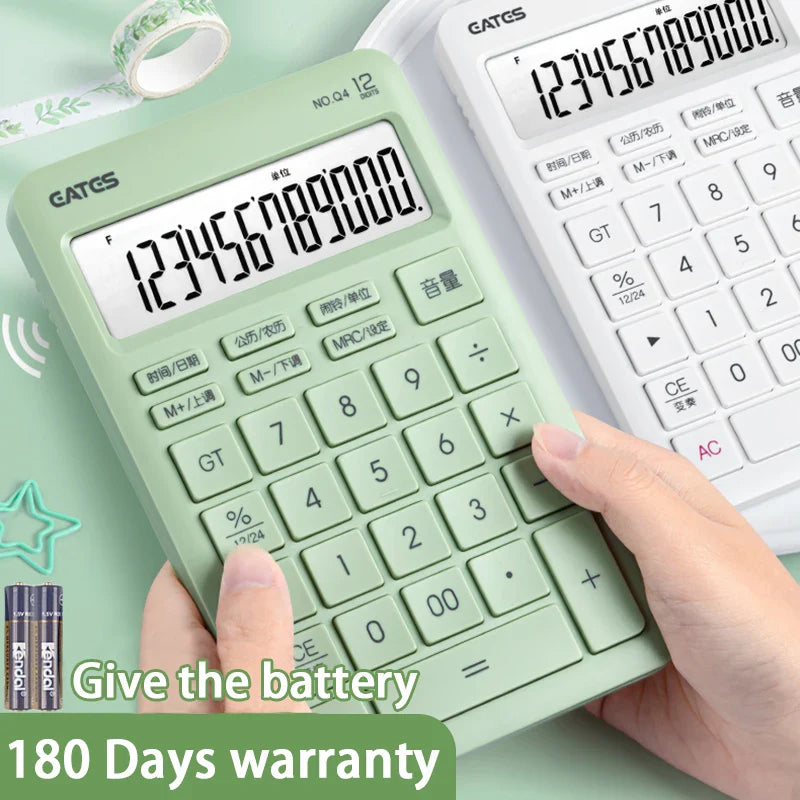 12-Digit Solar Calculator Large Key Portable Financial & Business Calculator for Students