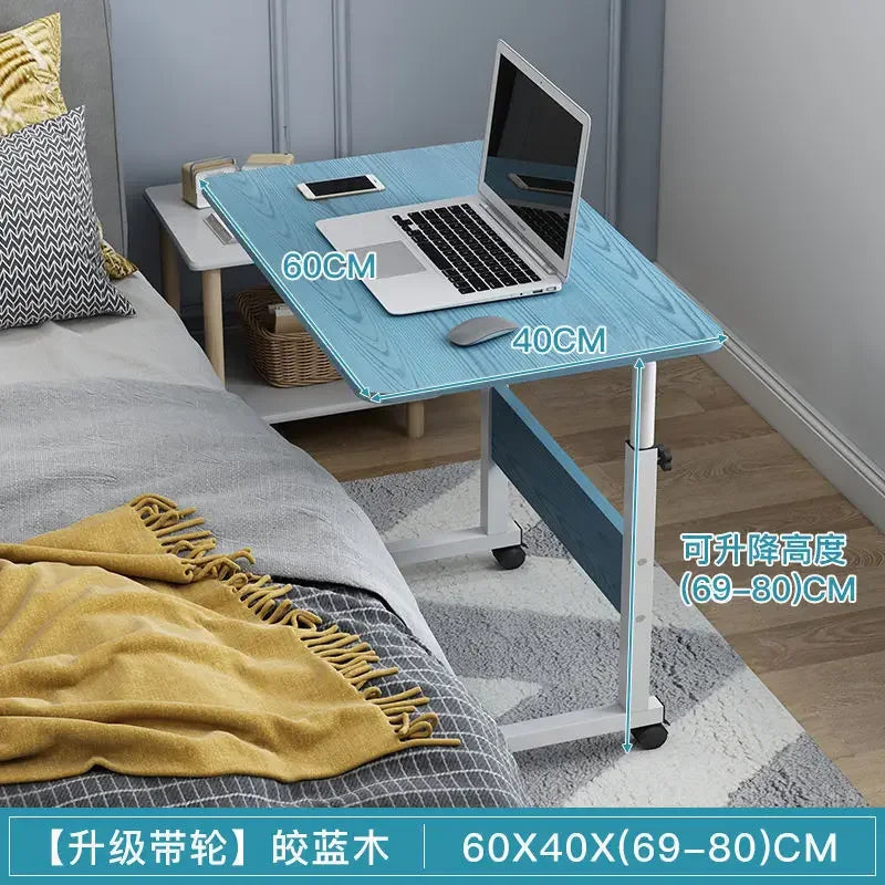 Adjustable Wooden Top Laptop Desk with Metal Frame — Portable Computer Table 60 x 40 cm (23.6 x 15.7 in), Height 69–80 cm (27.2–31.5 in)