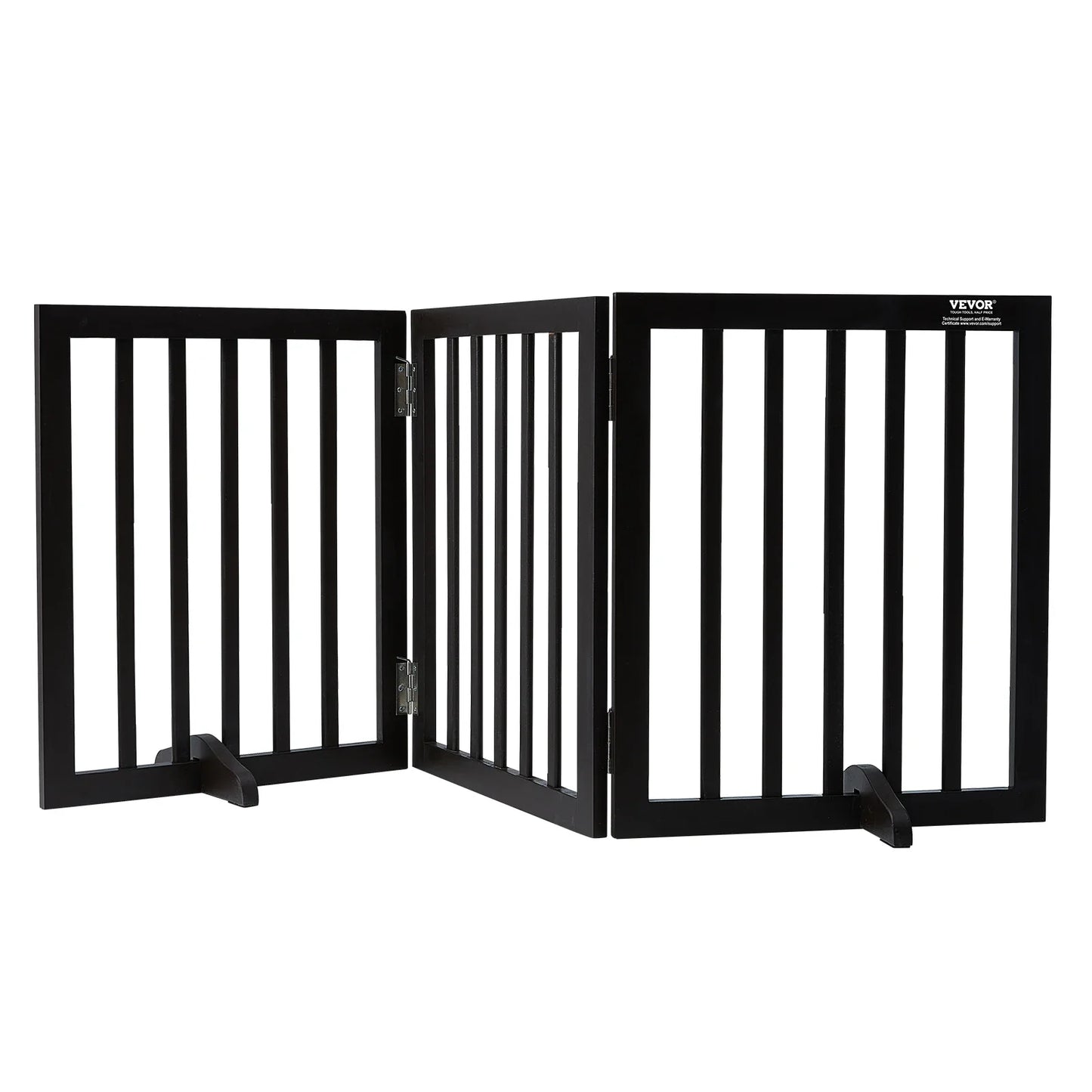 Freestanding Wood Pet Gate — Foldable 3-Panel Expandable Dog Barrier, 60 in (153 cm)