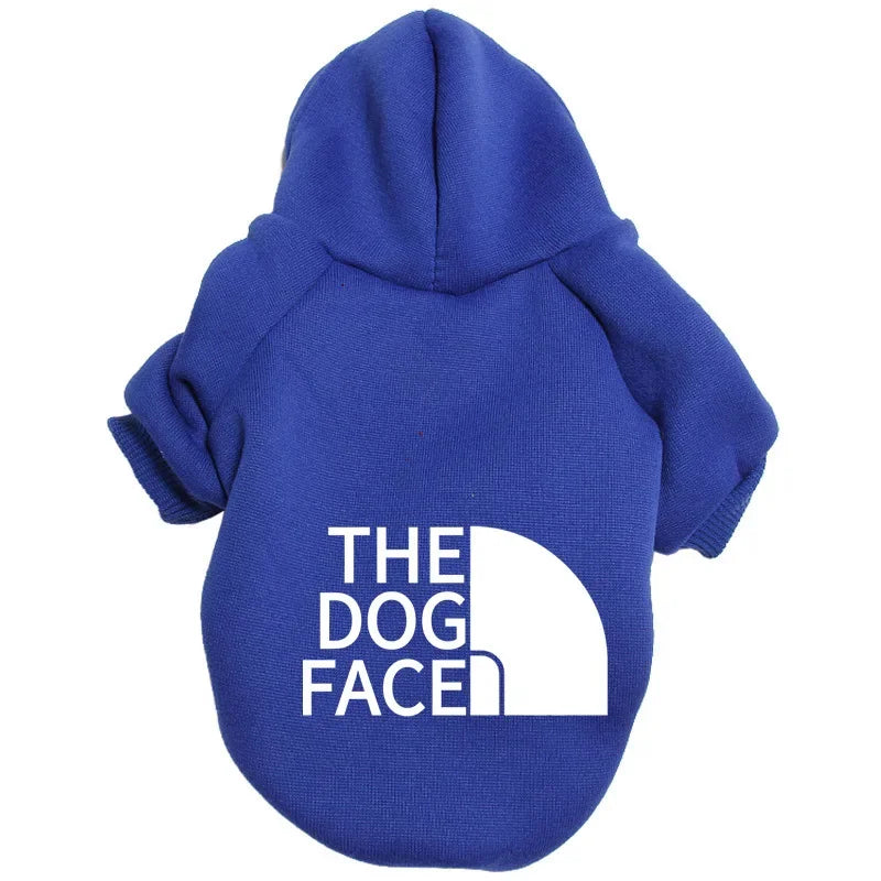 Large Dog Hoodie Autumn Winter Dog Face Text Pattern Jacket for French Bulldog, Labrador