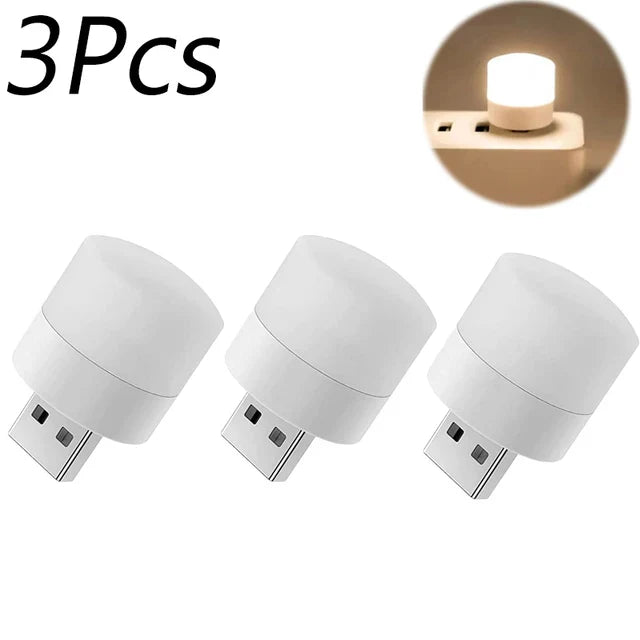 Mini USB Plug-In Night Light LED Warm/White Eye-Friendly Reading Light (1/3/5/10 Pack)