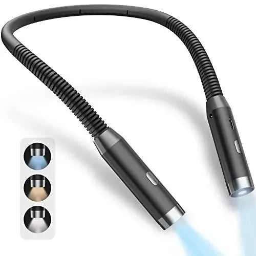 Hands-Free Neck Reading Light USB Rechargeable Flexible LED Book Light 3-Color 3-Brightness Portable for Reading Knitting Camping