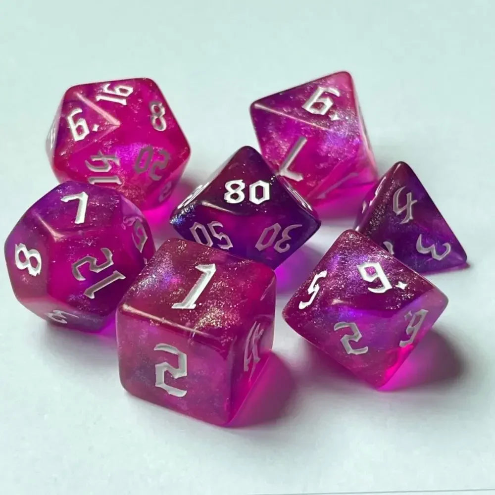 7-Piece Acrylic Polyhedral Dice Set for DnD & Tabletop RPG — d4 d6 d8 d10 d10 d12 d20